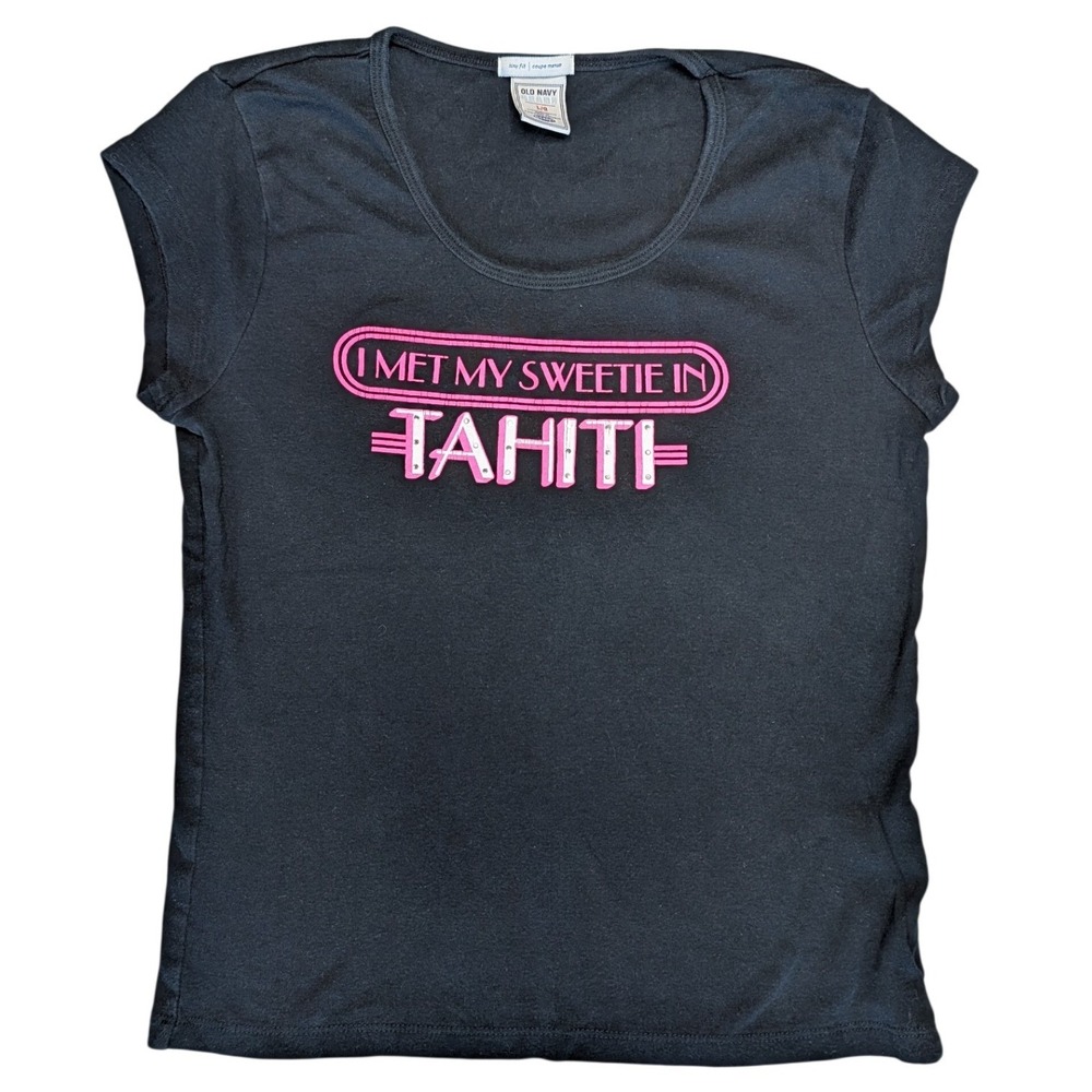 Old Navy Large Micro Tee Graphic Short Sleeve Tee Shirt Tahiti Sweety